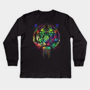 Colorful Dripping tiger Kids Long Sleeve T-Shirt